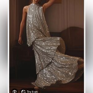 Sparkling Silver Evening Gown